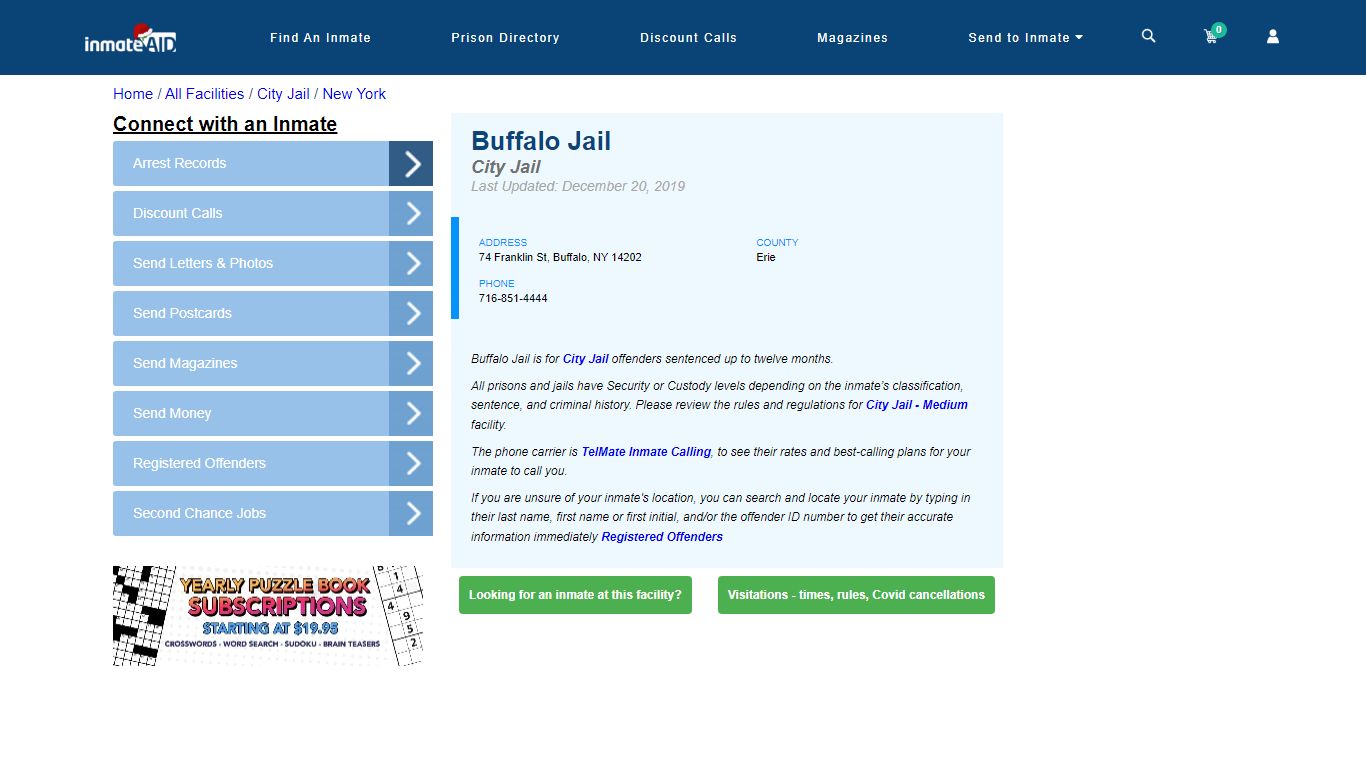 Buffalo Jail | Inmate Locator